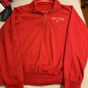 red new york quarter zip